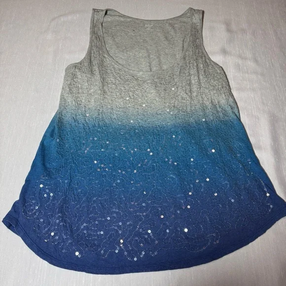 a.n.a Gray to Blue Ombre Sequin Tank Top - Picture 1 of 4